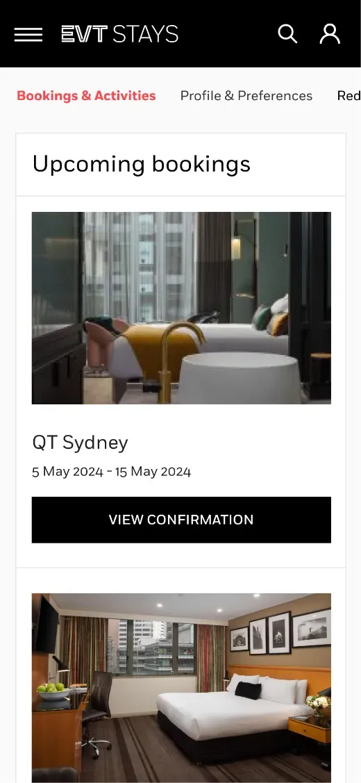 EVT Stays — Bookings & activity