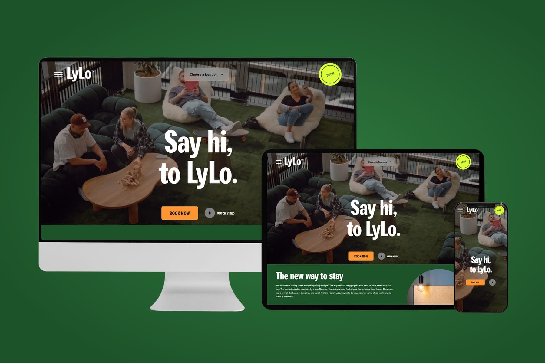 The LyLo website on desktop, tablet and phone
