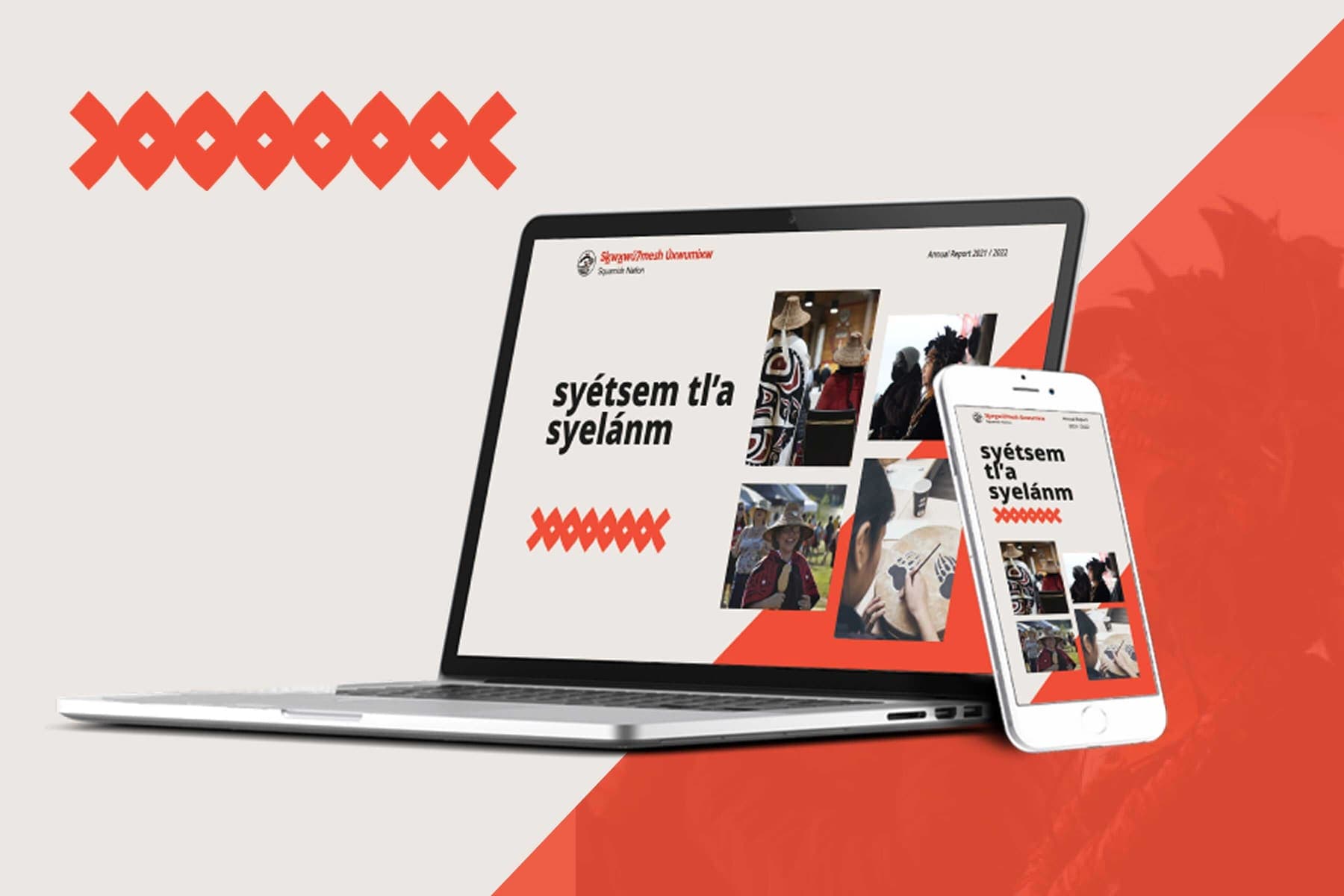 The Squamish Nation annual report on laptop and phone