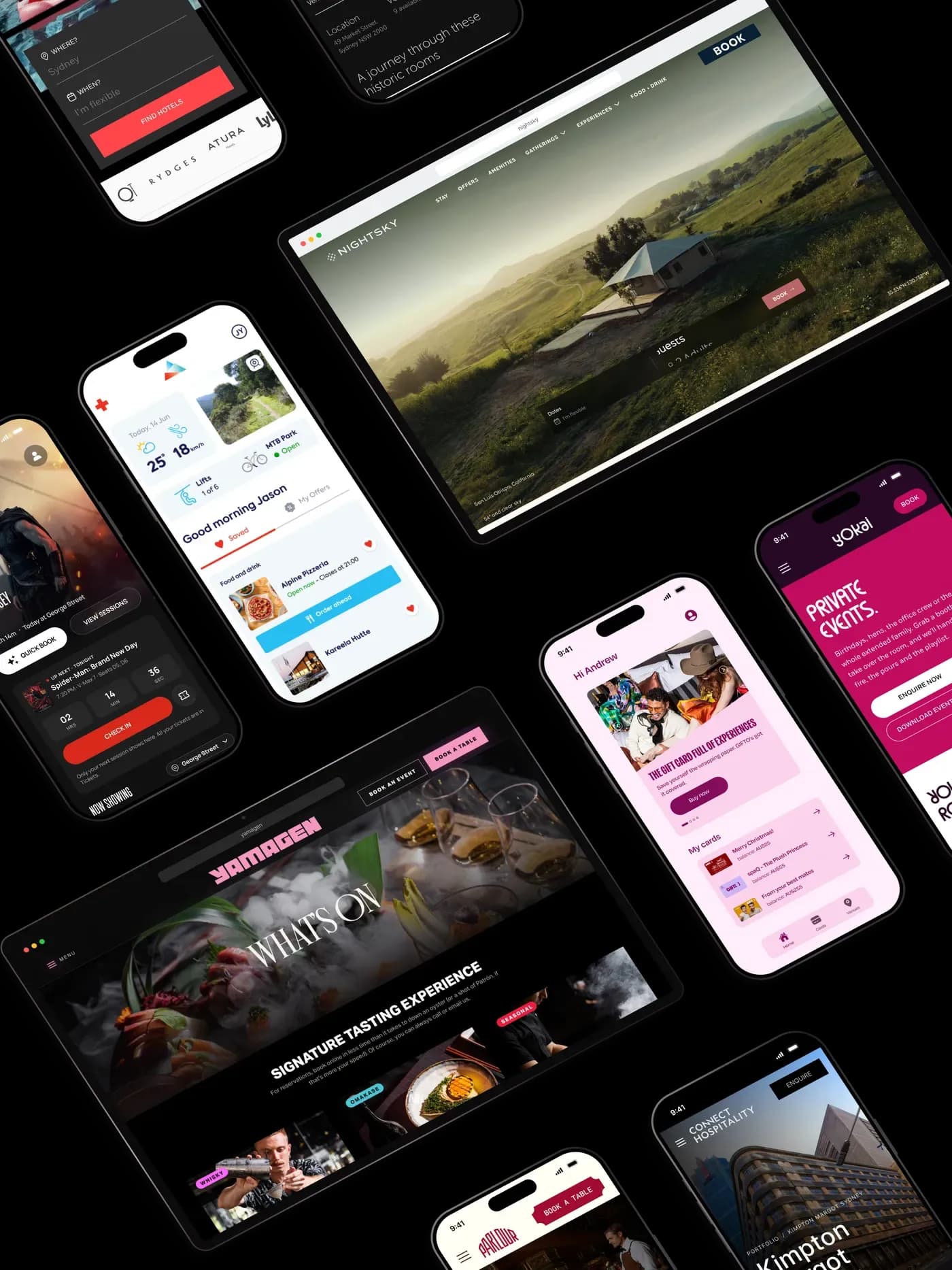 Hotel, destination and venue websites and apps across tablets and phones