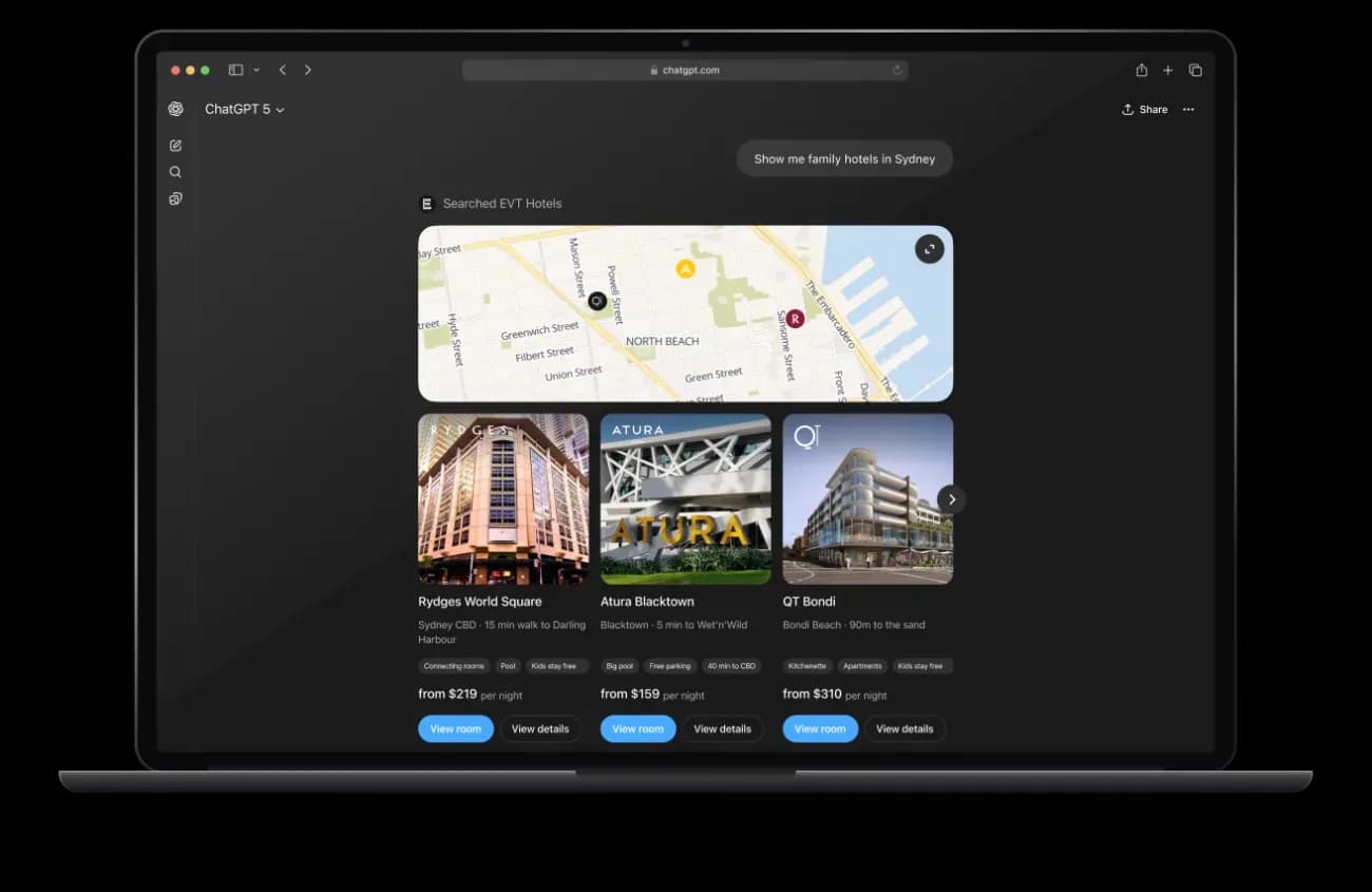 EVT Hotels — ChatGPT App — Hotels in Sydney