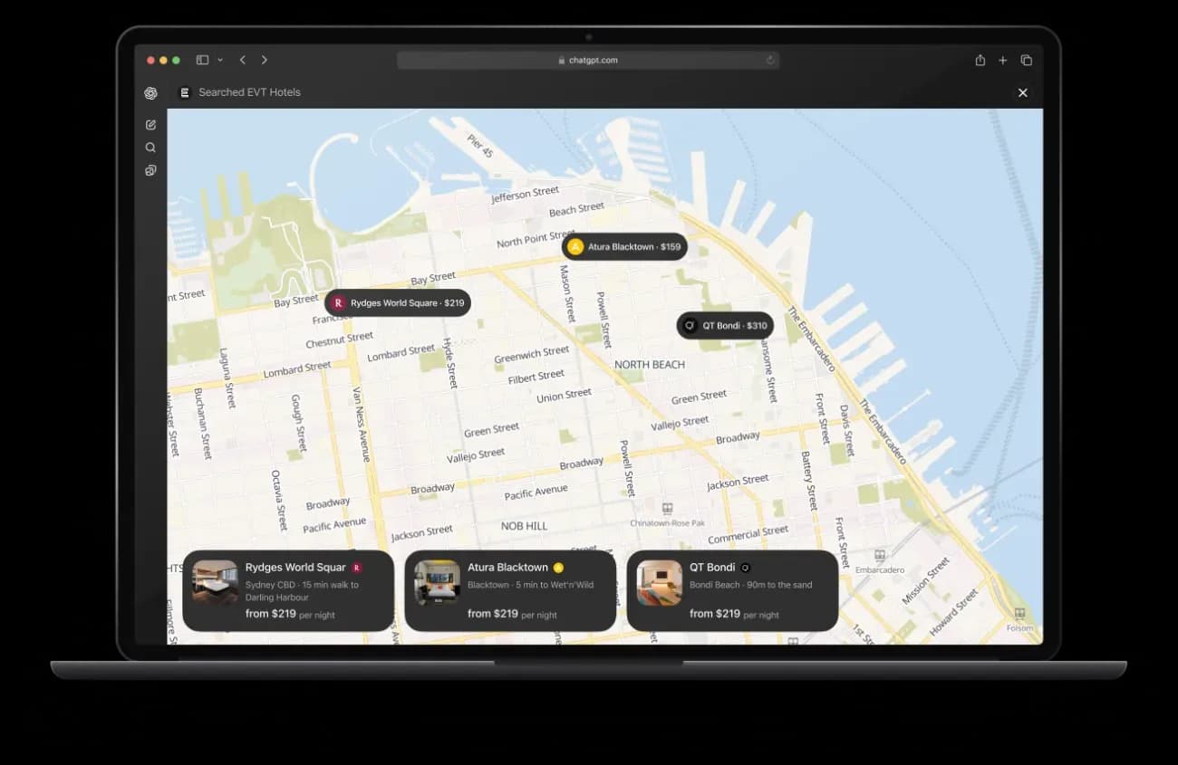 EVT Hotels — ChatGPT App — Expanded map