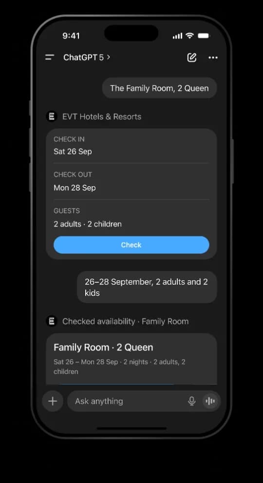 EVT Hotels — ChatGPT App — Family room