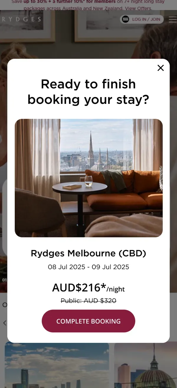 EVT Hotels — Abandoned-booking recovery — mobile