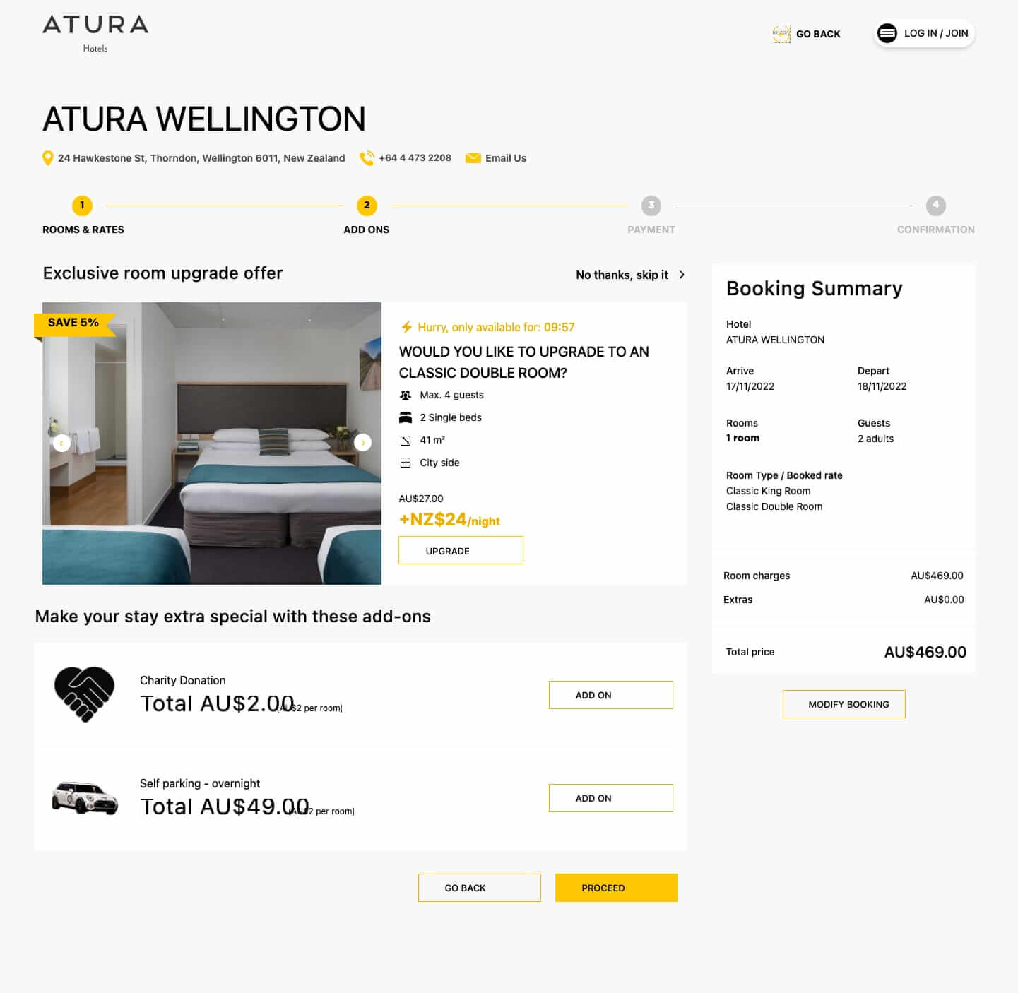 EVT Hotels — Upgrades & add-ons